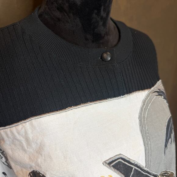 Vintage 80s Together! Art Deco Graphic Top Piano Scene Plus Size 1X - Picture 3 of 13